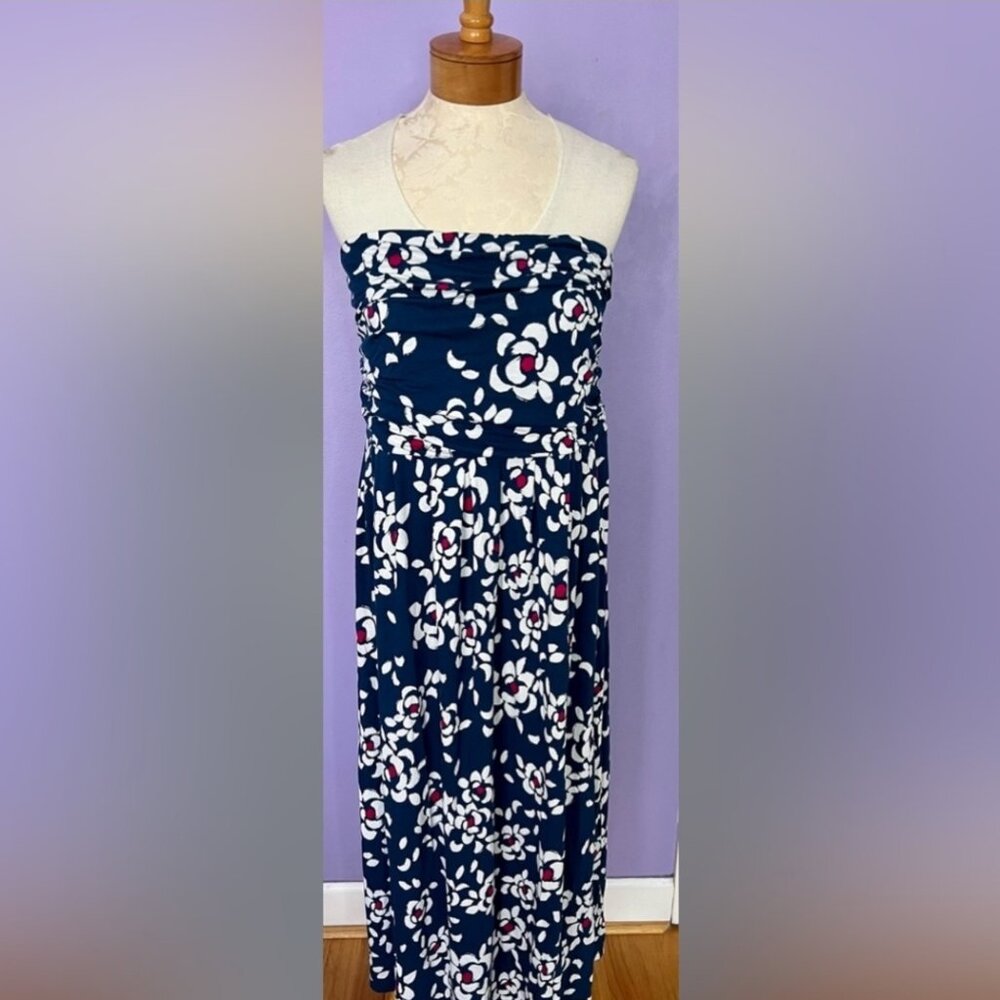 Lane Bryant Ruched Tube Sleeveless Floral Midi Dress Size 18/20 Teal, White,Pink